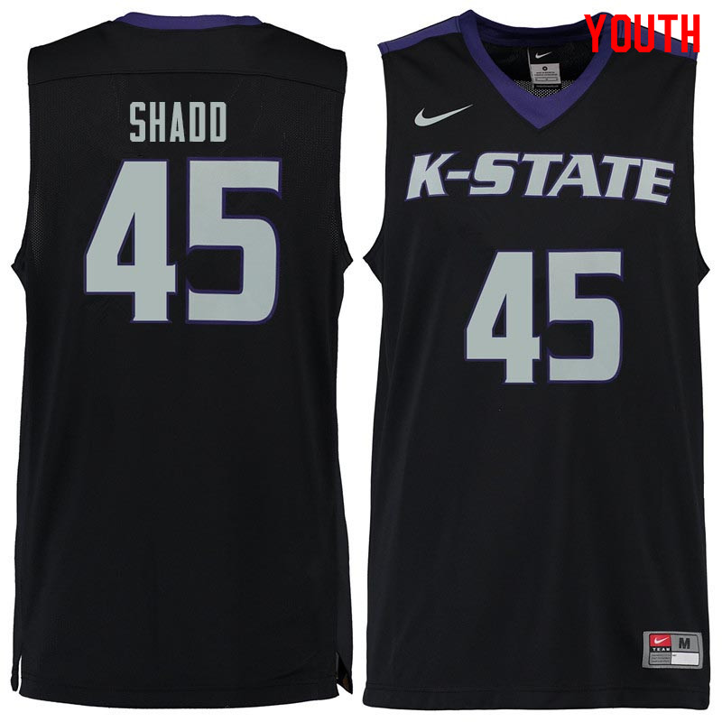 Youth #45 Nigel Shadd Kansas State Wildcats College Basketball Jerseys Sale-Black